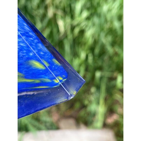 Vintage 1960s MCM Art Glass Petite Decanter Blue Yellow Swirl - Picture 16 of 16